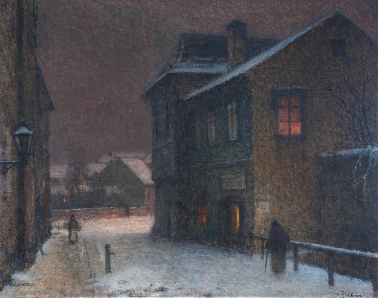 Gate i snø, 1907-1909 av Jakub Schikaneder