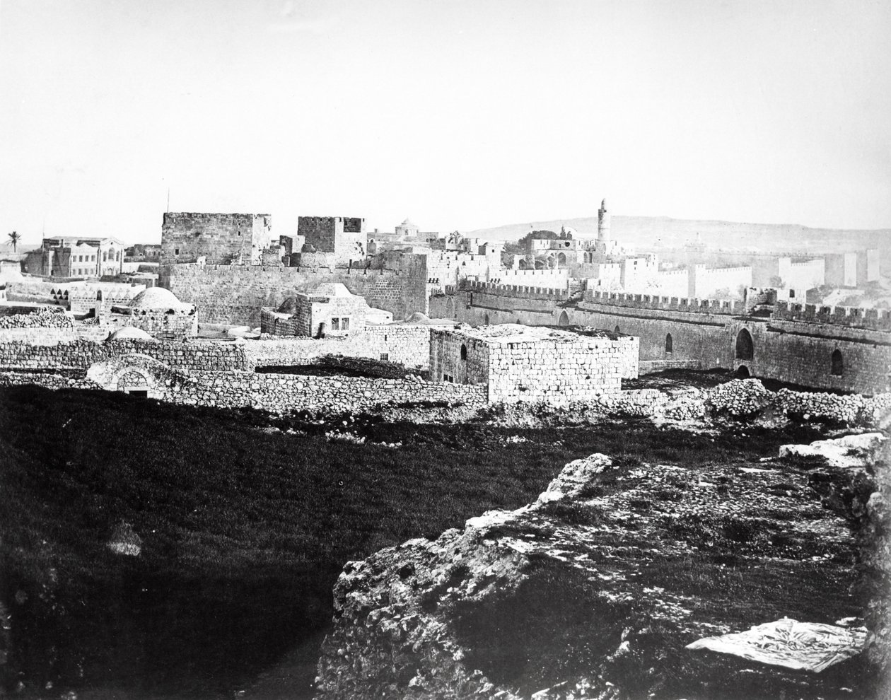 Christ Church og Jaffa-porten, Jerusalem, 1857 av Felice Beato