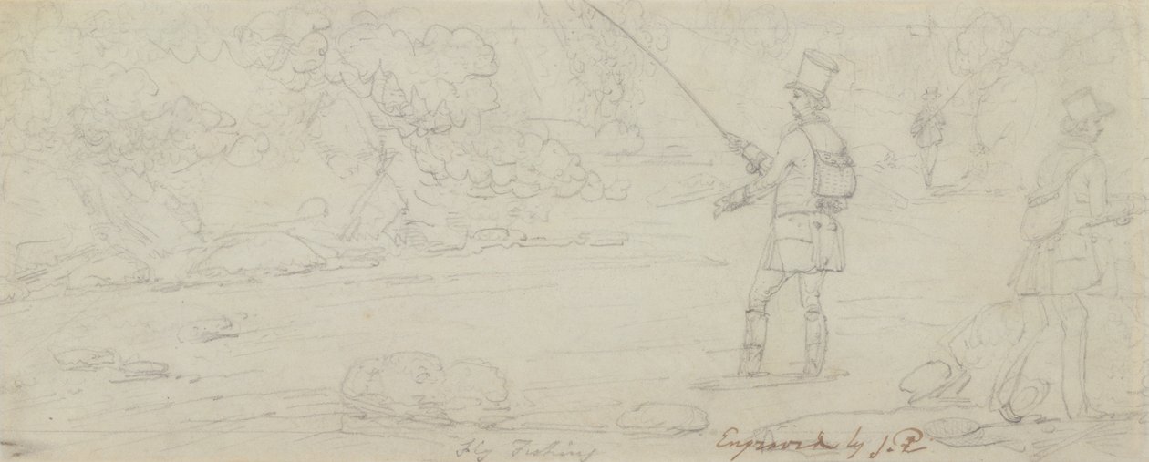 Fluefiske (grafitt på papir) av James Pollard