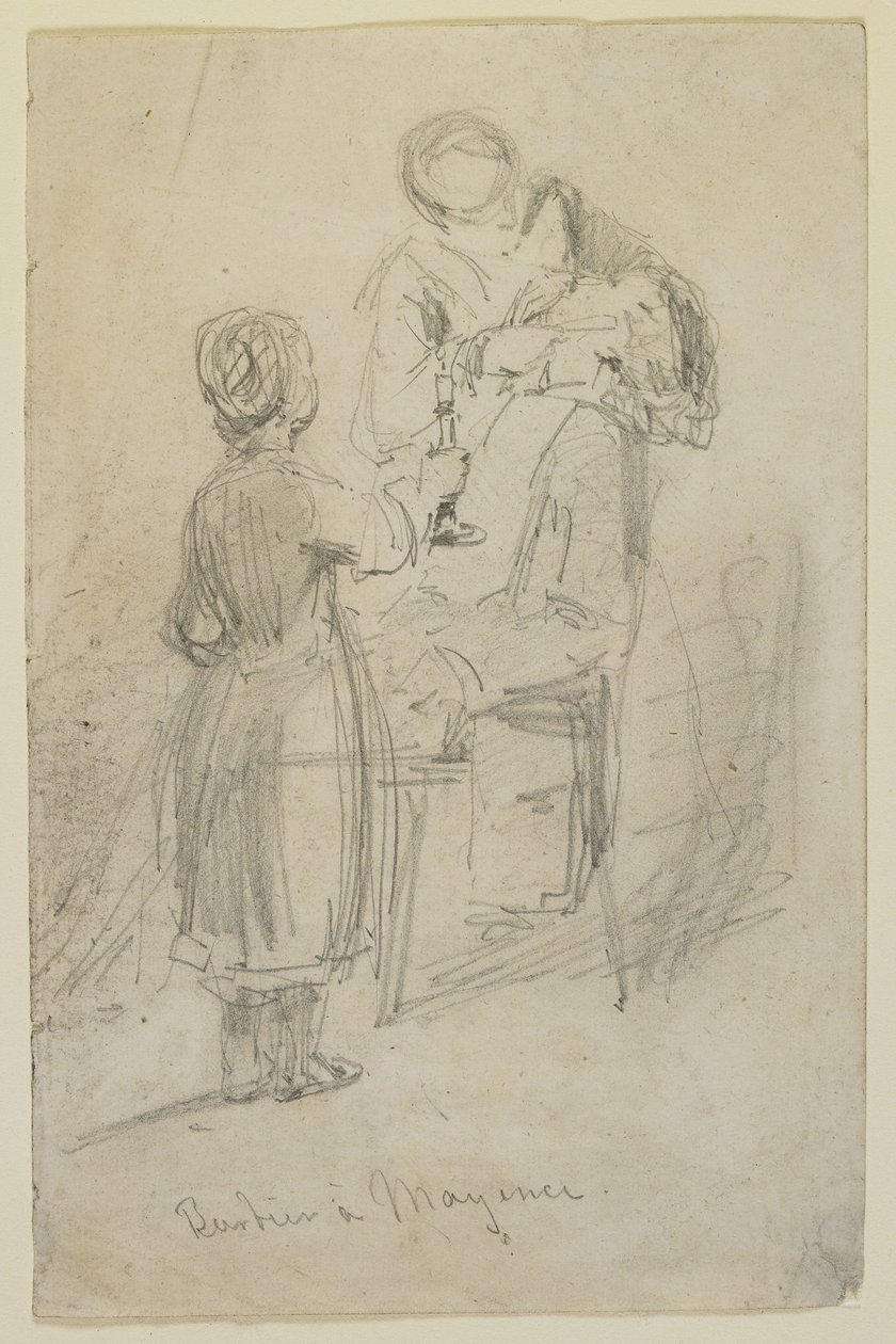 Barber i Mayence, 1858 (blyant på off-white vevd papir) av James Abbott McNeill Whistler