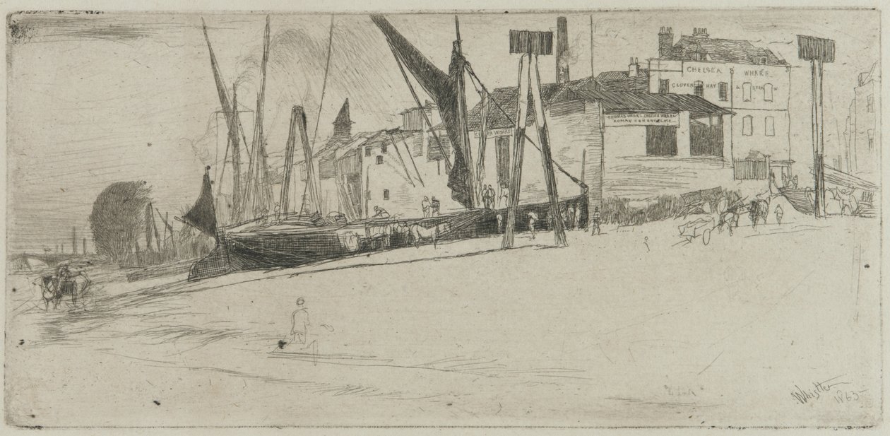 Chelsea Wharf, 1863 (radering på papir) av James Abbott McNeill Whistler