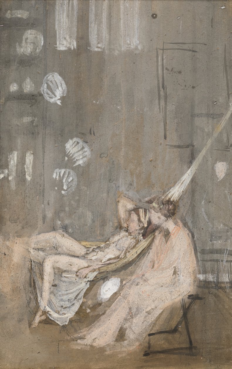 In the Studio, ca. 1867-68 (wc, gouache og svart kritt på papir) av James Abbott McNeill Whistler
