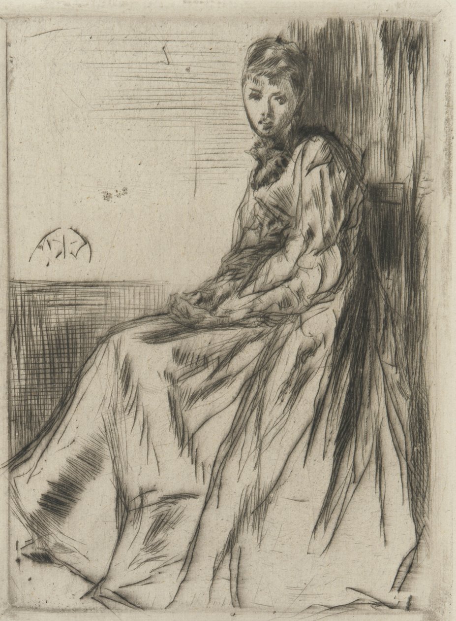 Maude, sittende, 1873 (tørrpunkt på papir) av James Abbott McNeill Whistler