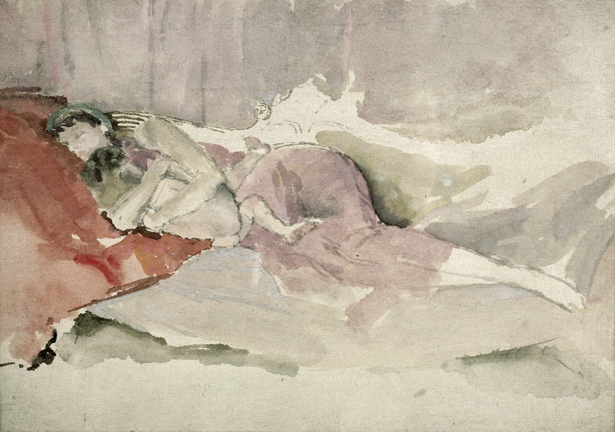 Mor og barn på en sofa av James Abbott McNeill Whistler