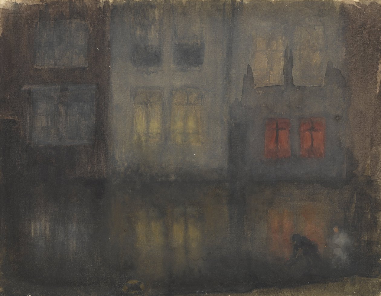 Nocturne- Svart og rødt- Back Canal, Holland av James Abbott McNeill Whistler