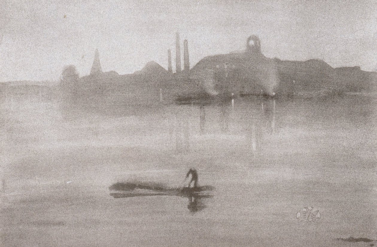 Nocturne- The River at Battersea av James Abbott McNeill Whistler