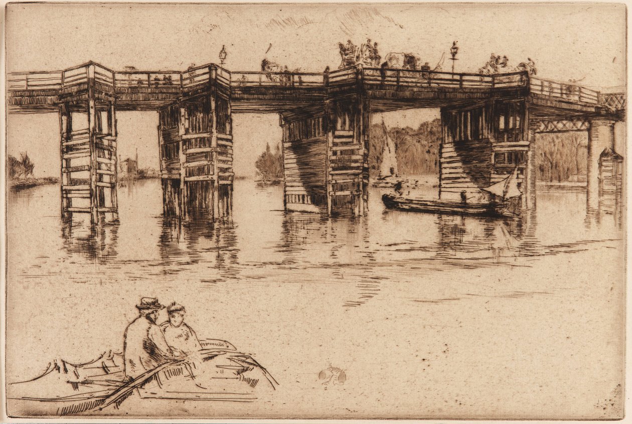 Old Putney Bridge, 1879 (radering på papir) av James Abbott McNeill Whistler