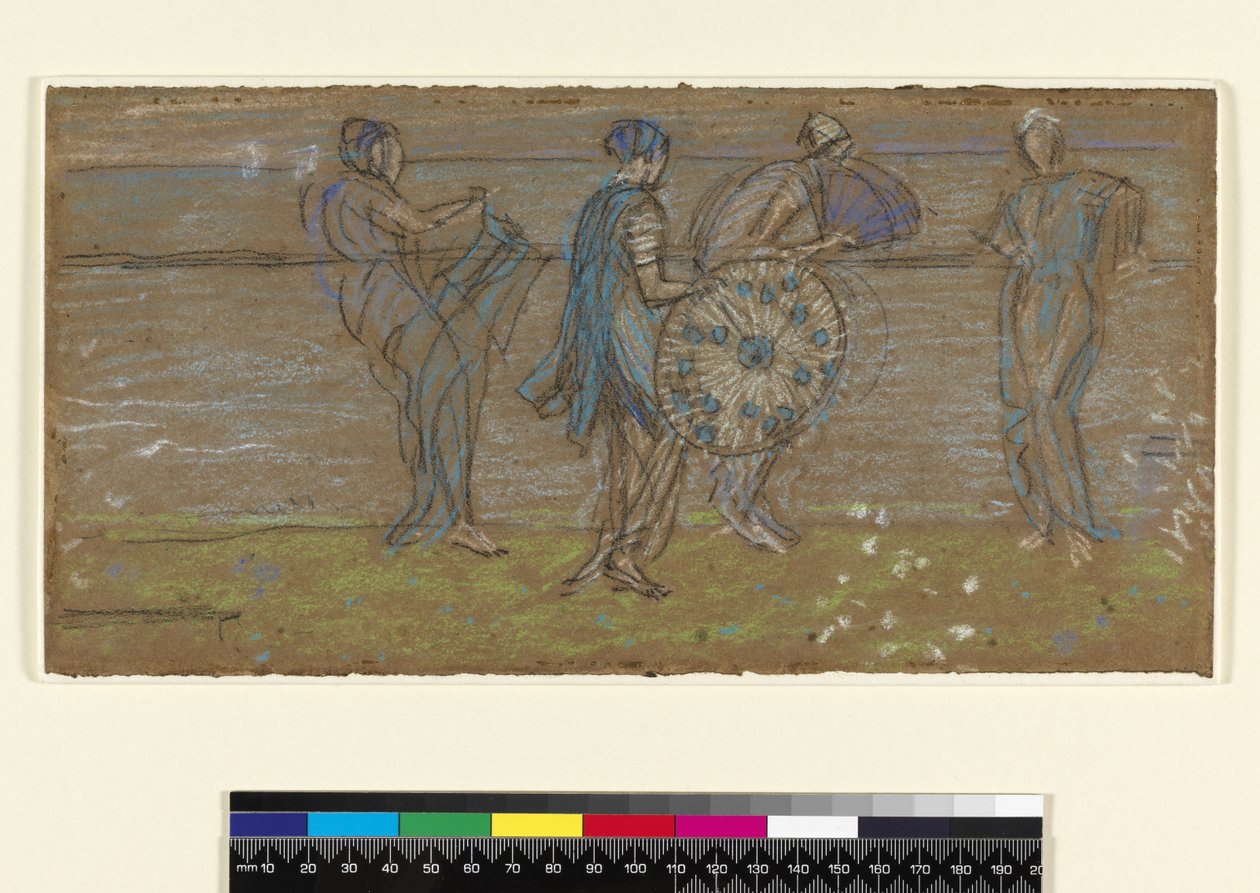 PD.187-1961 Hav, strand og figurer (pastell på papir) av James Abbott McNeill Whistler