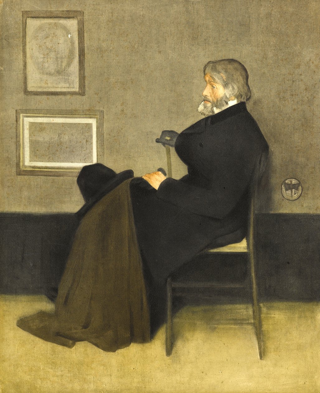 Portrett av Thomas Carlyle, ca. 1880 (håndfarget fotogravyr, på hvitt vevd papir) av James Abbott McNeill Whistler
