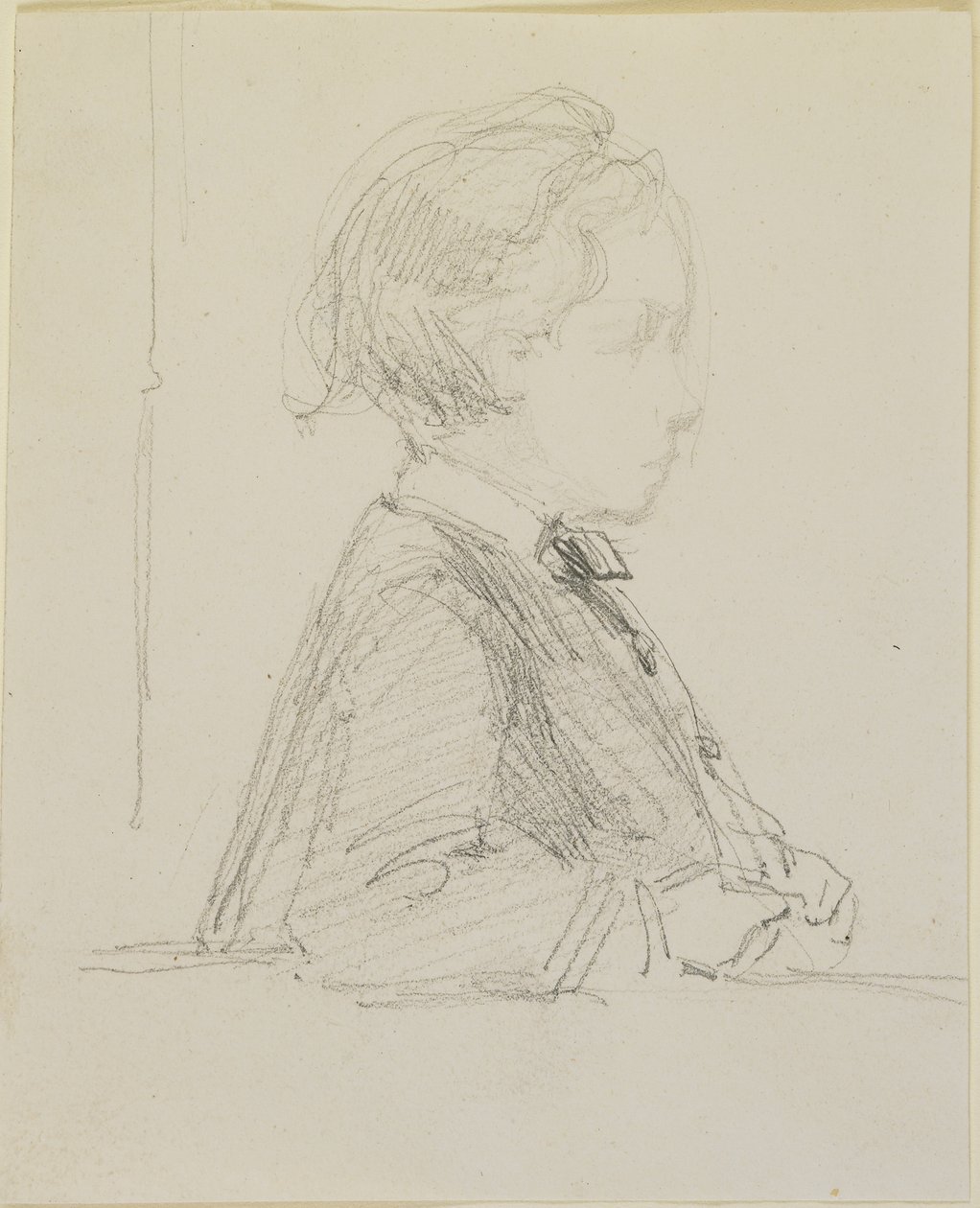 Profilskisse av et barn, 1858 (blyant på off-white vevd papir) av James Abbott McNeill Whistler