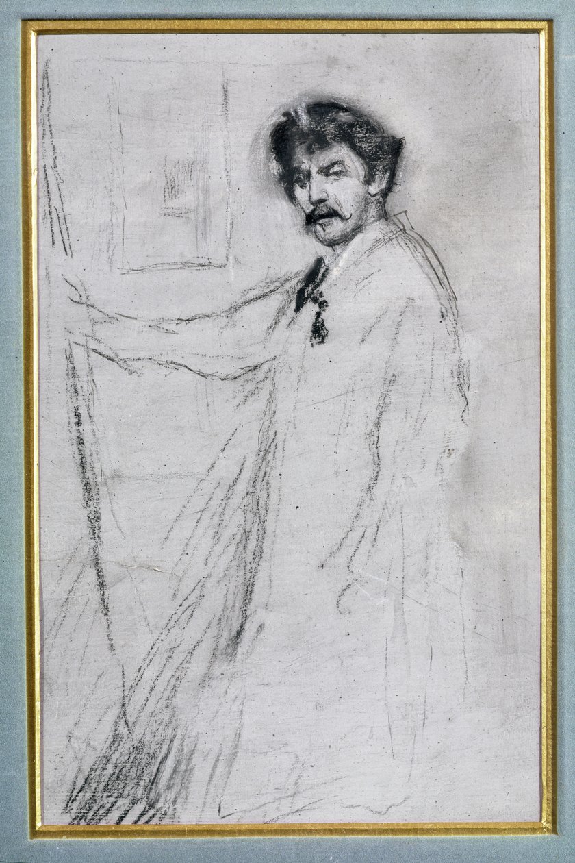 Selvportrett (kull på papir) av James Abbott McNeill Whistler