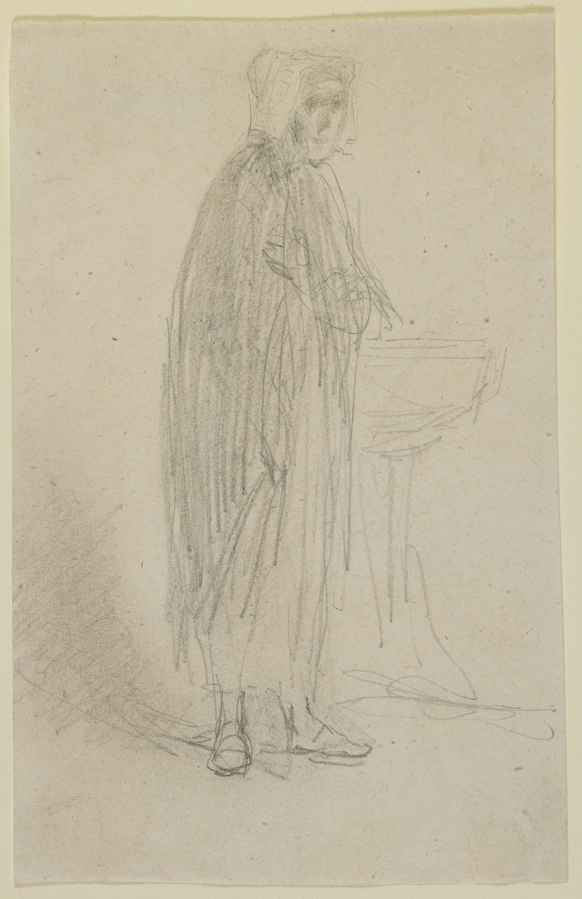 Stående figur av en gammel kvinne, ca. 1855-58 (blyant på off-white vevd papir) av James Abbott McNeill Whistler