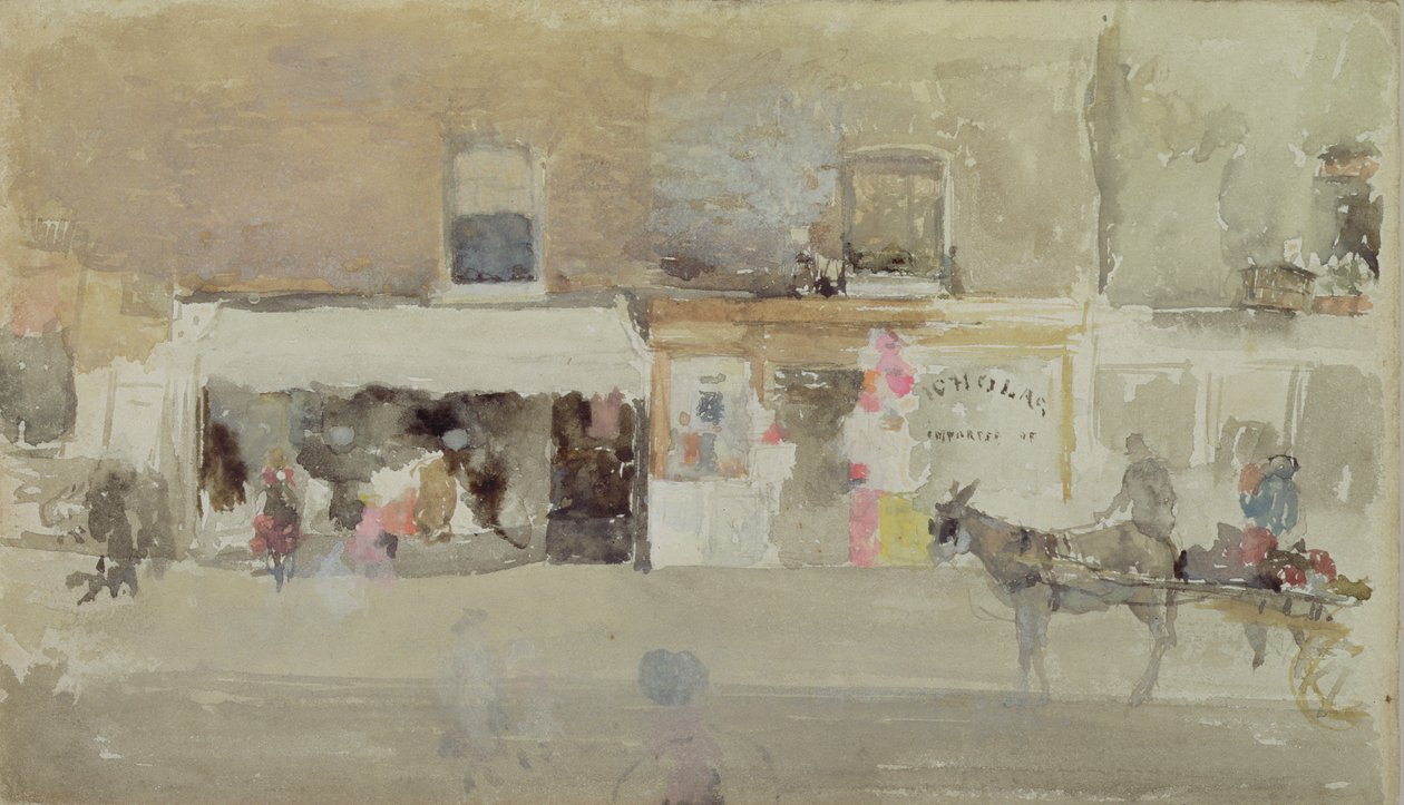 Gatescene i Chelsea, ca. 1888 (wc på kort) av James Abbott McNeill Whistler