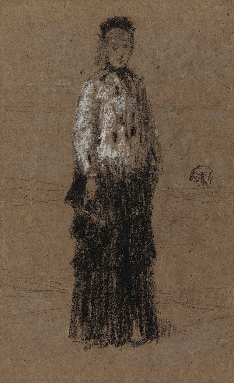 The Hermine Coat, 1870-73 (kritt og pastell på brunt papir) av James Abbott McNeill Whistler