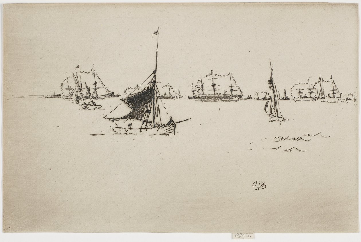 The Fleet - Evening, 1887 (radering på papir) av James Abbott McNeill Whistler