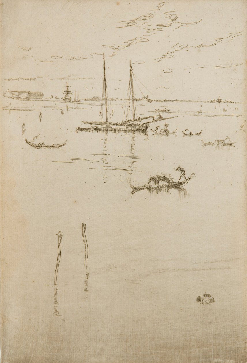 Den lille lagunen, fra de tolv etsninger, også kjent som det første Veneziasettet av James Abbott McNeill Whistler