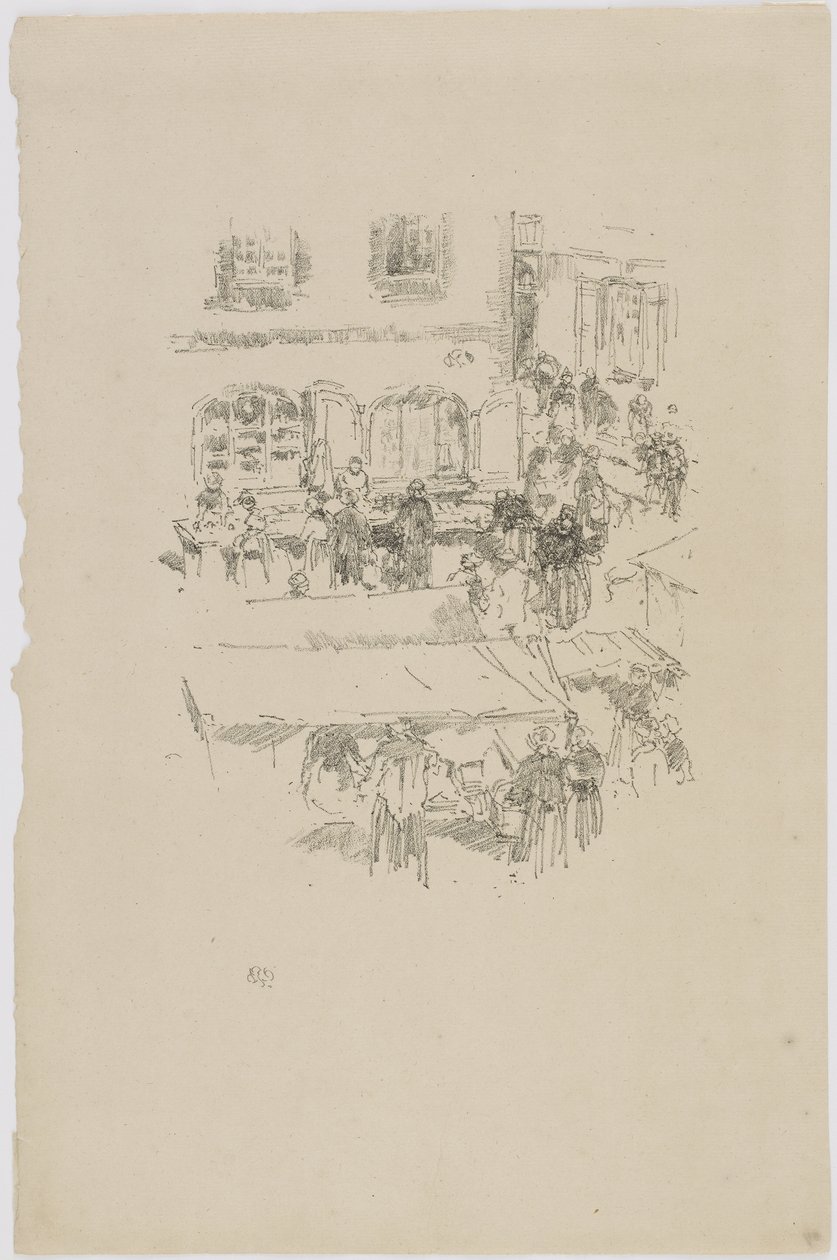 Markedsplassen, Vitre, 1893 (lito på papir) av James Abbott McNeill Whistler