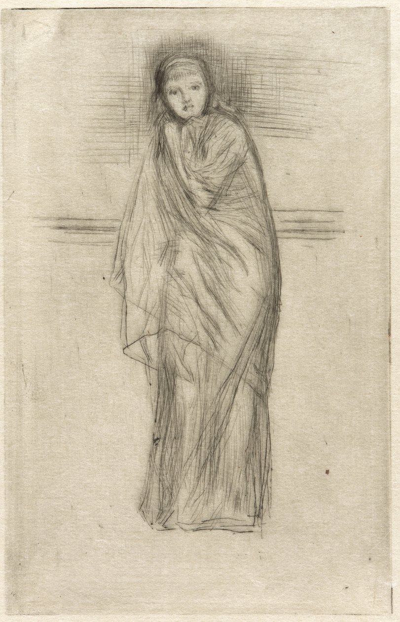 The Model Resting, 1870 (tørrpunkt på papir) (se også 324670) av James Abbott McNeill Whistler
