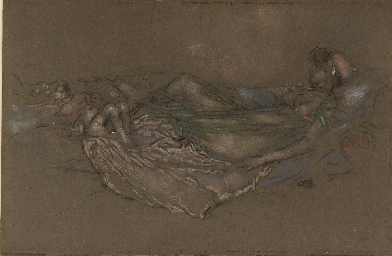 The Shell, ca. 1891 (kritt og pastell på grått papir) av James Abbott McNeill Whistler