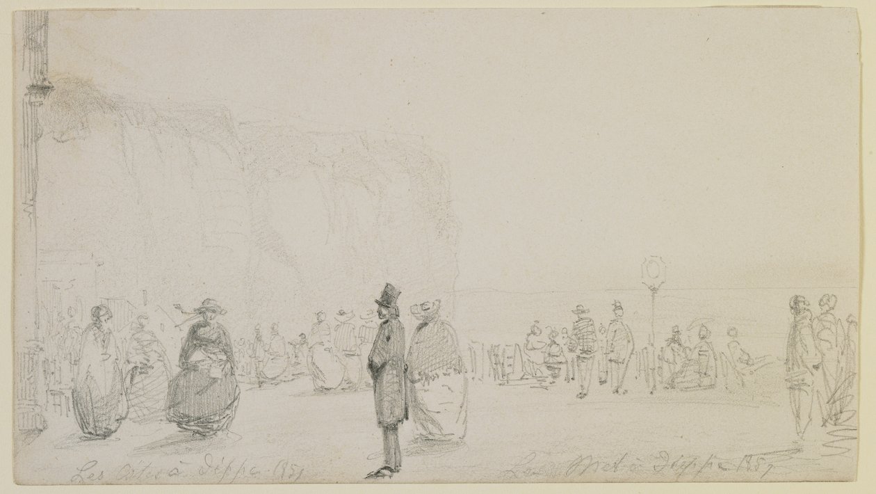 Kysten ved Dieppe, 1857 (blyant på off-white vevd papir) av James Abbott McNeill Whistler