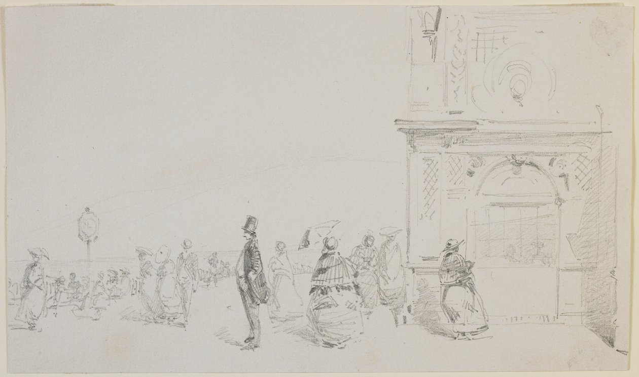 Esplanaden ved Dieppe, 1857 (blyant på off-white vevd papir) av James Abbott McNeill Whistler