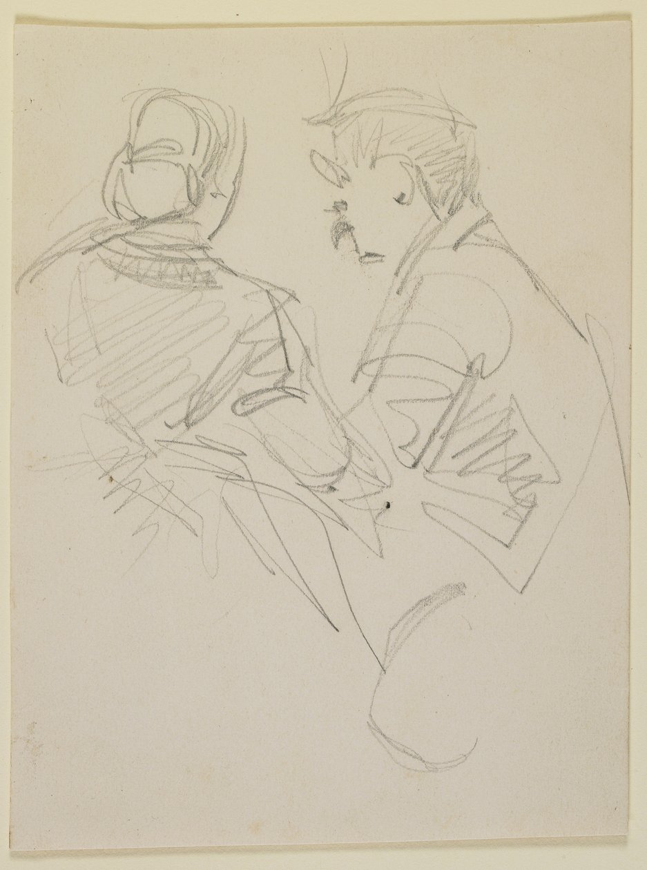To figurer, 1858 (blyant på beige vevd papir) av James Abbott McNeill Whistler