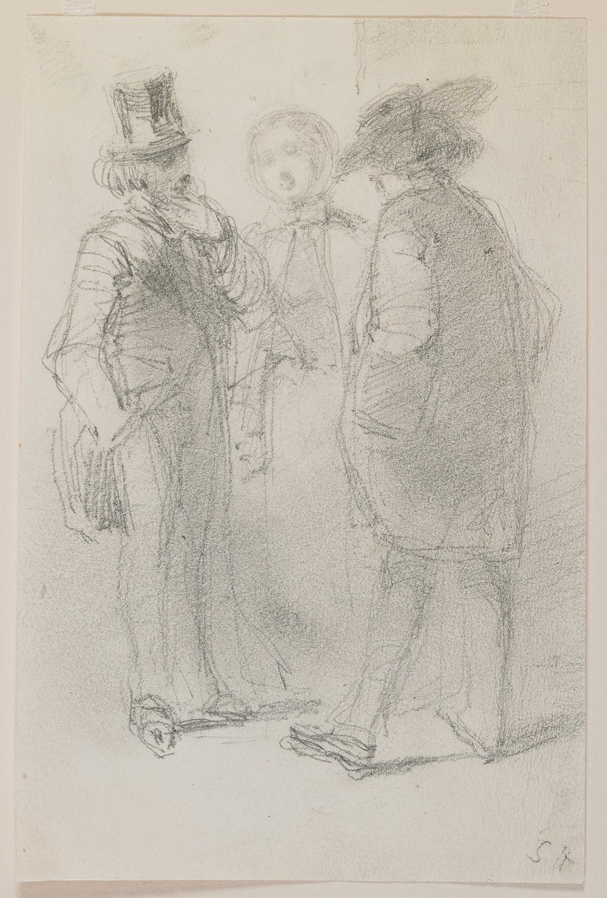 Whistler med venner, 1858 (blyant på hvitt papir) av James Abbott McNeill Whistler
