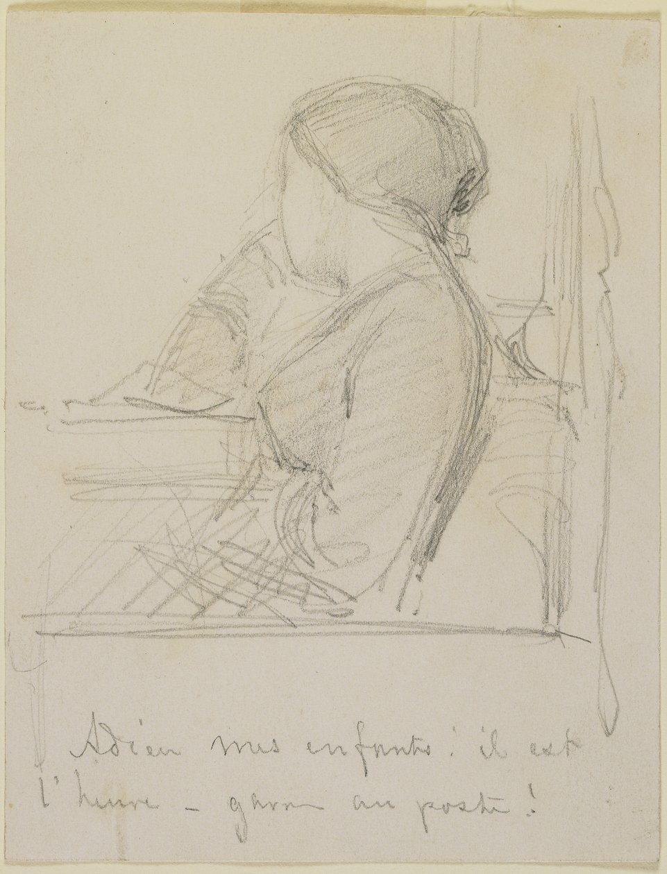 Kvinne sittende ved et vindu, 1858 (blyant på off-white vevd papir) av James Abbott McNeill Whistler