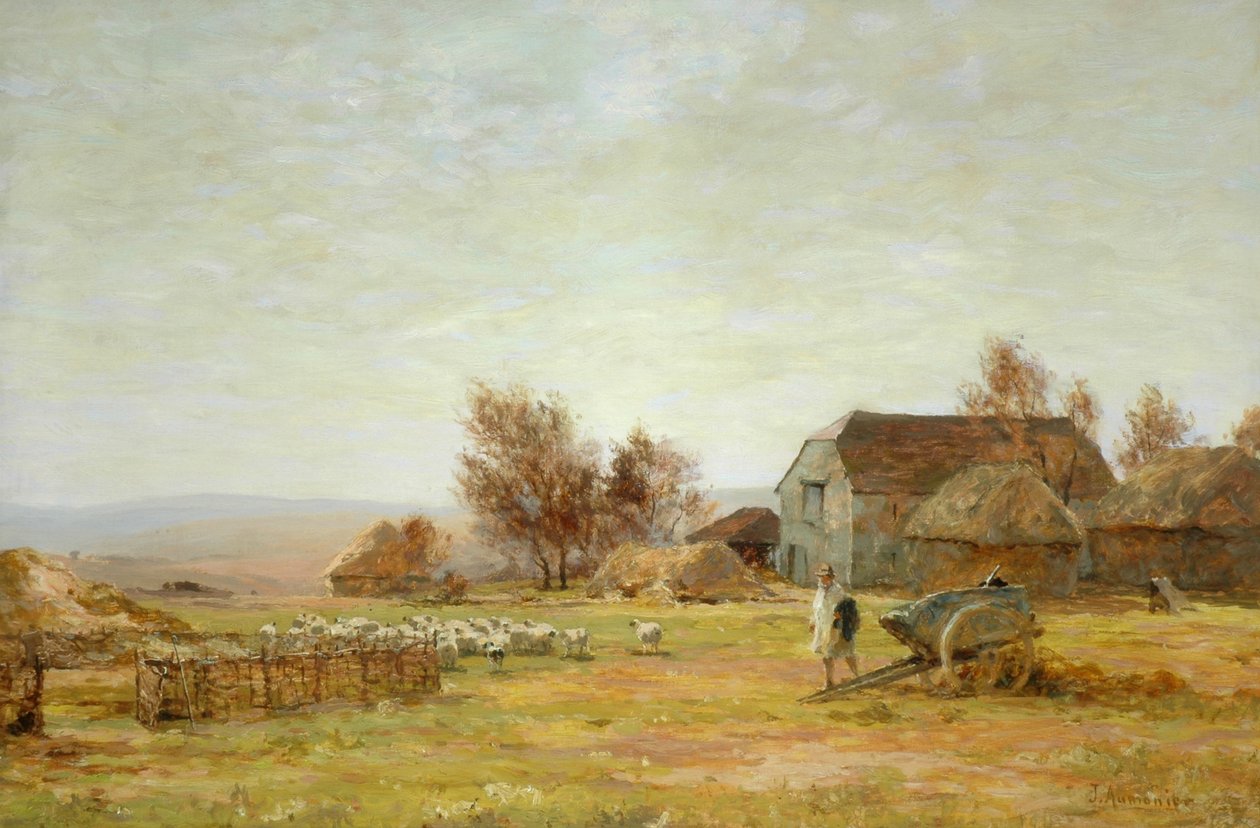 A Sheep Farm on the South Downs, 1906 av James Aumonier