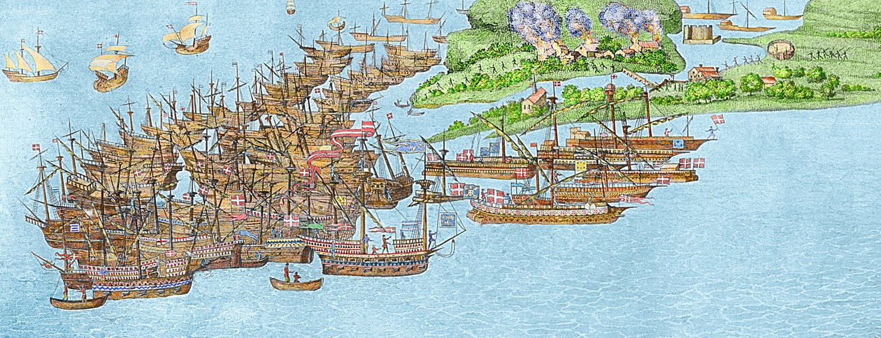 Den franske flåten ble beroliget og angrepet på Isle of Wight, 1545 (detaljer), av James Basire