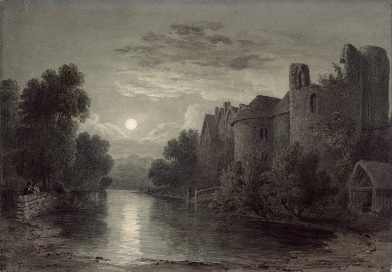 Allington Castle, nær Maidstone, Kent; Måneskinn av James Bayes