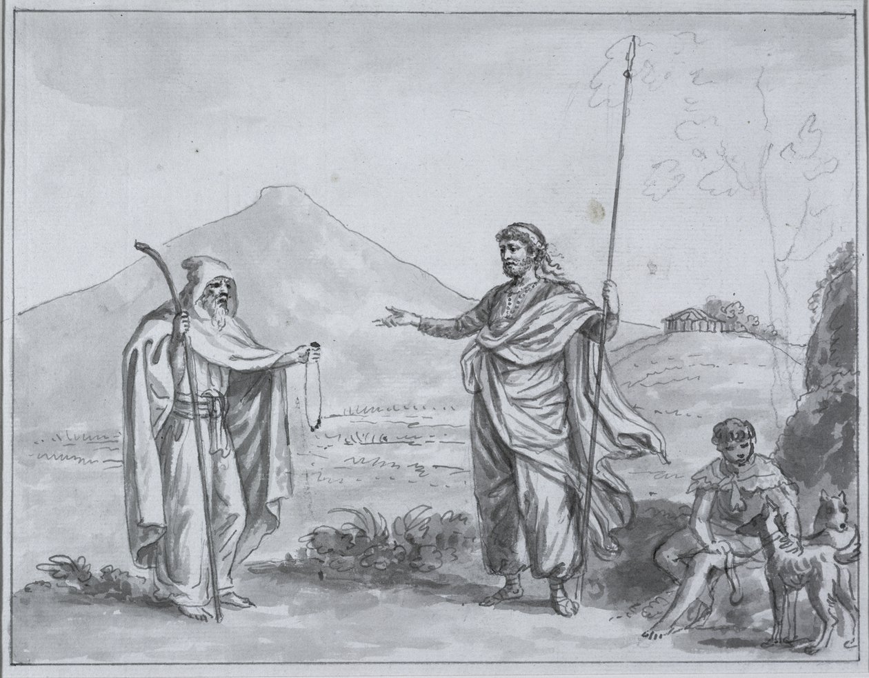 Bruce at the Source of the Blue Nile (grå vask over blyant) av James Bruce