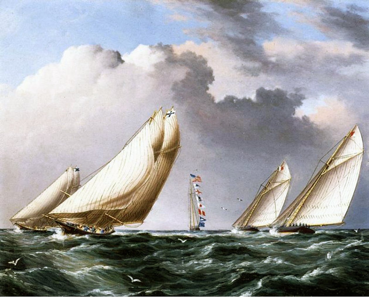 American Yachts Racing, ca. 1875 av James E. Buttersworth