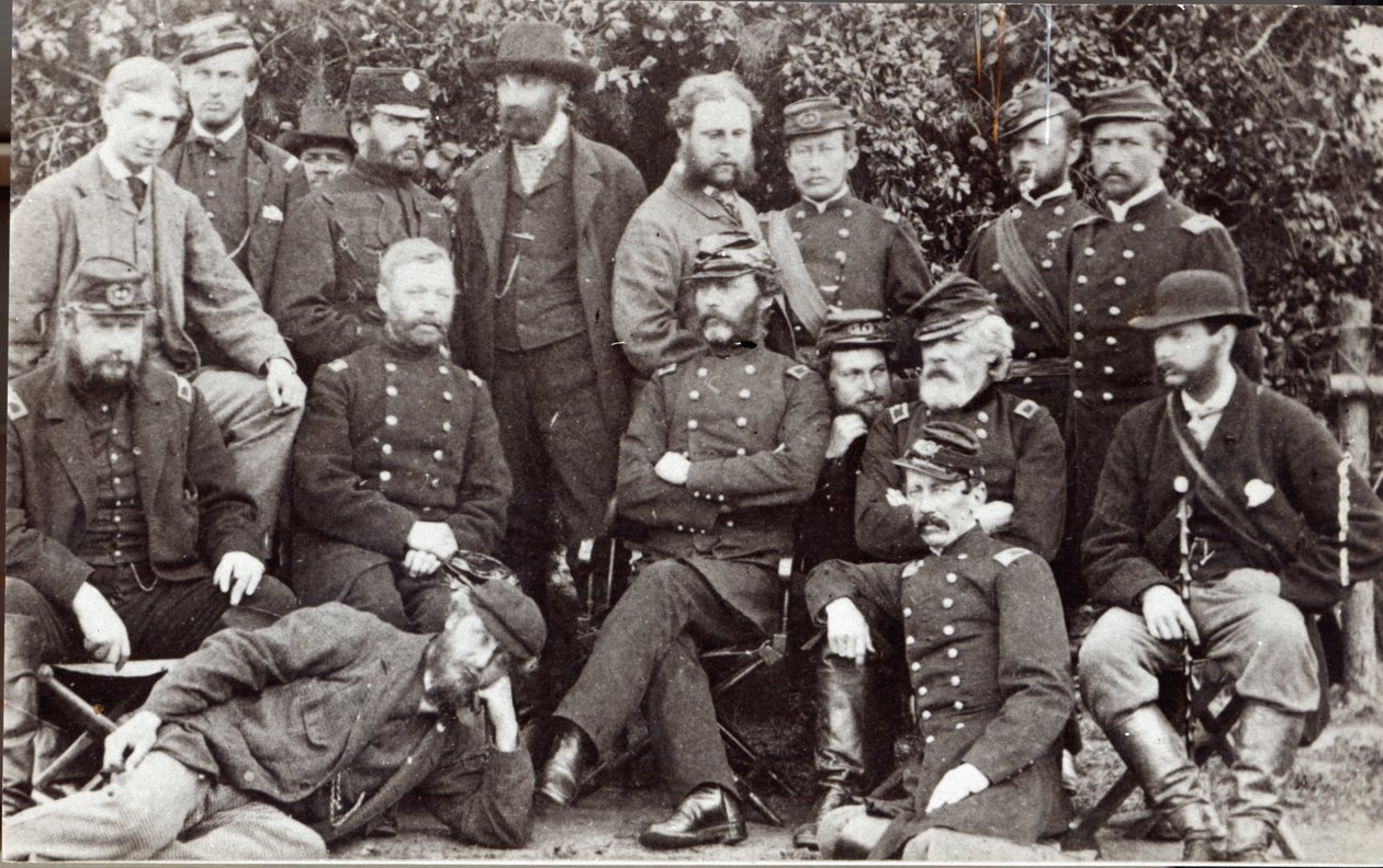 General Marcy og venner på Camp Winfield Scott, nær Yorktown, 2. mai 1862 av James F. Gibson