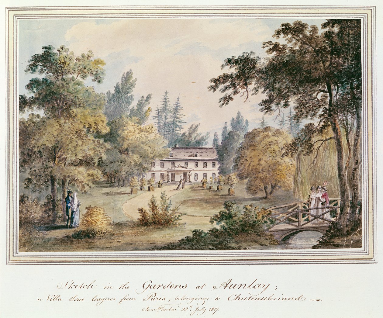 Skisse i hagene i Aulnay, 1817 av James Forbes