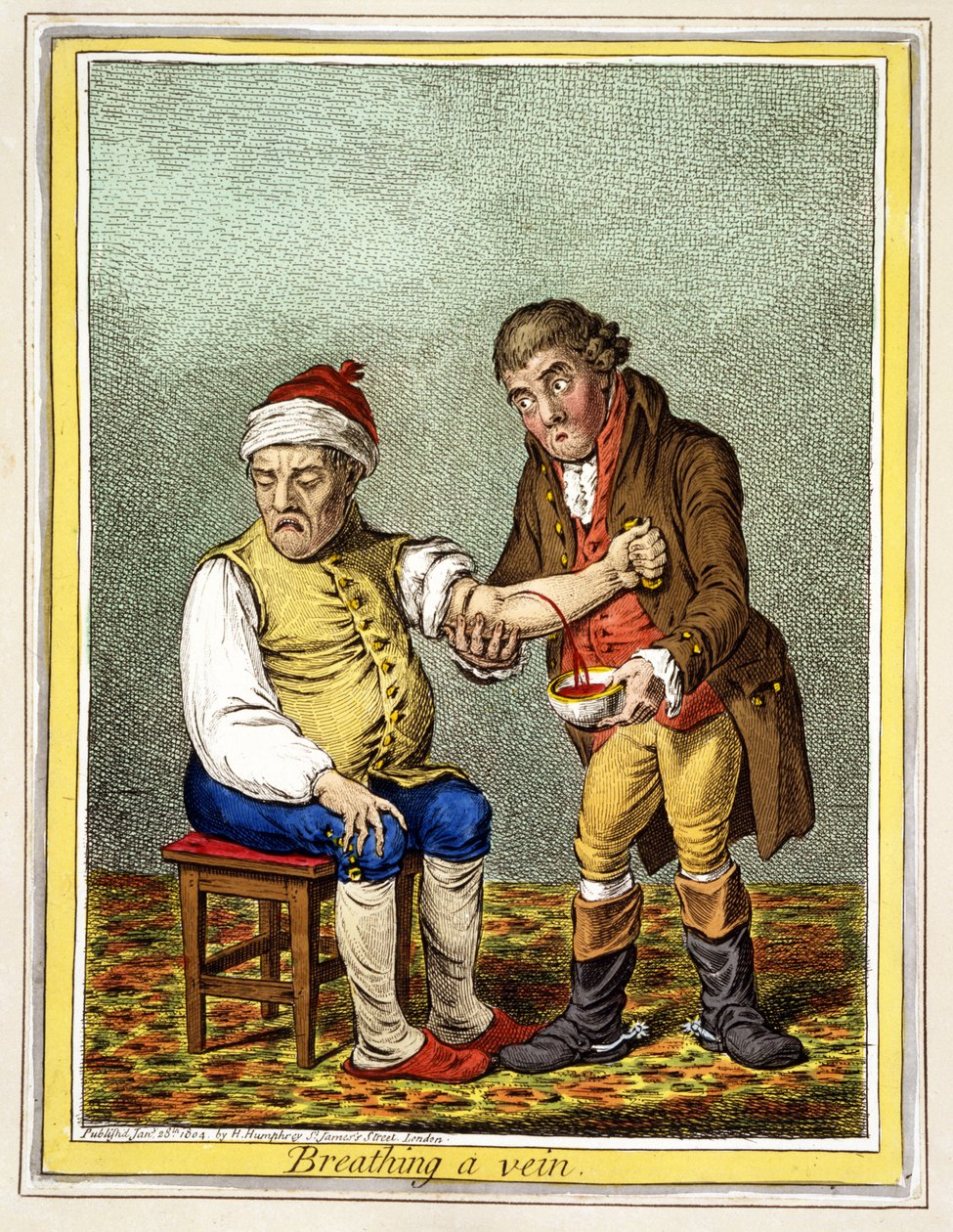 Breathing a Vein, pub. London 28. januar 1804 av James Gillray