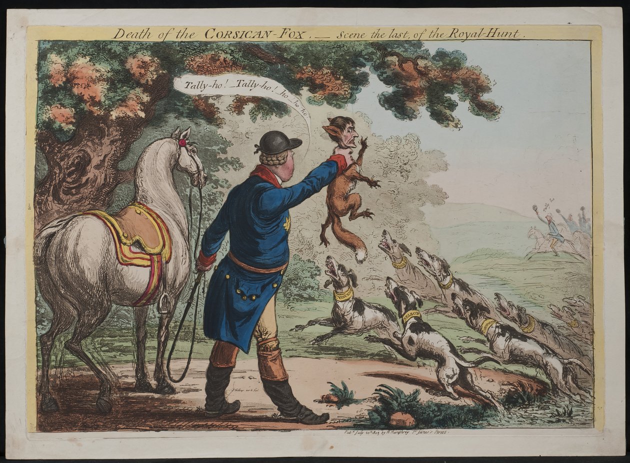 Death of a Corsican Fox - Scene den siste av Royal-Hunt, 1803 av James Gillray