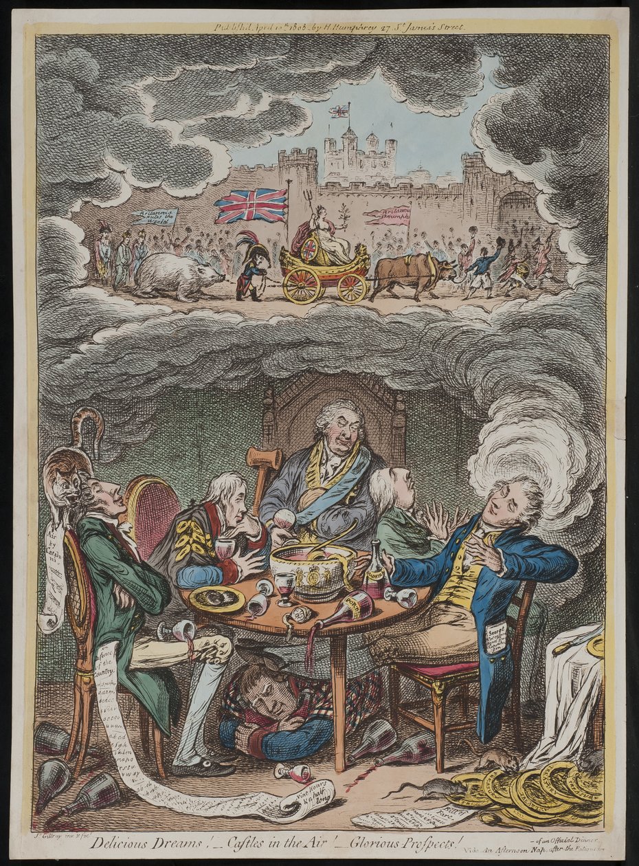 Deilige drømmer! Luftslott! Strålende utsikter! video En ettermiddagslur etter trettheten av en offisiell middag av James Gillray