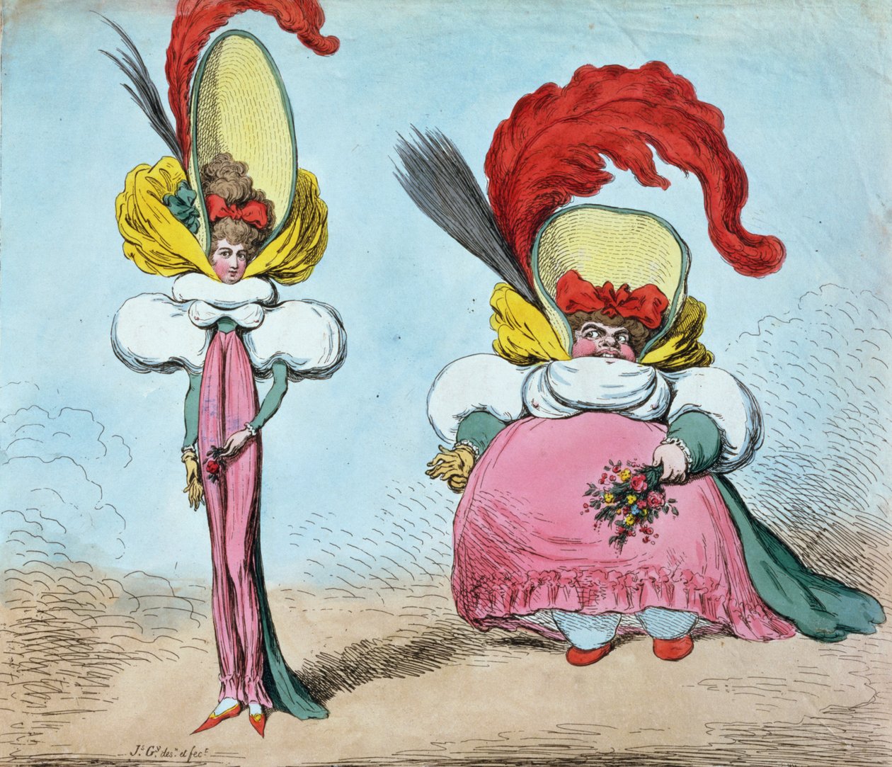 Følger moten: St. James's gir Ton, en sjel uten kropp, Cheapside aping the Mode, en Body without a Soul, pub. av Hannah Humphrey, 1794 av James Gillray