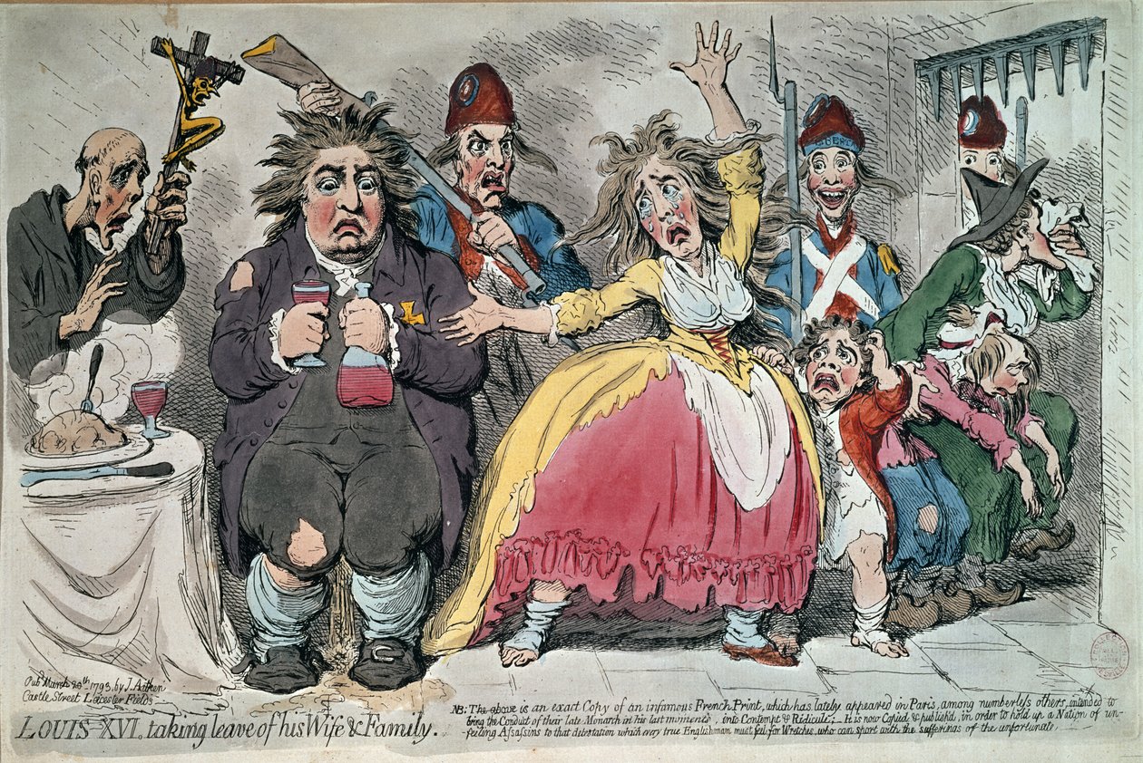 Louis XVI (1754-93) Tar avskjed med sin kone og familie, 1793 av James Gillray