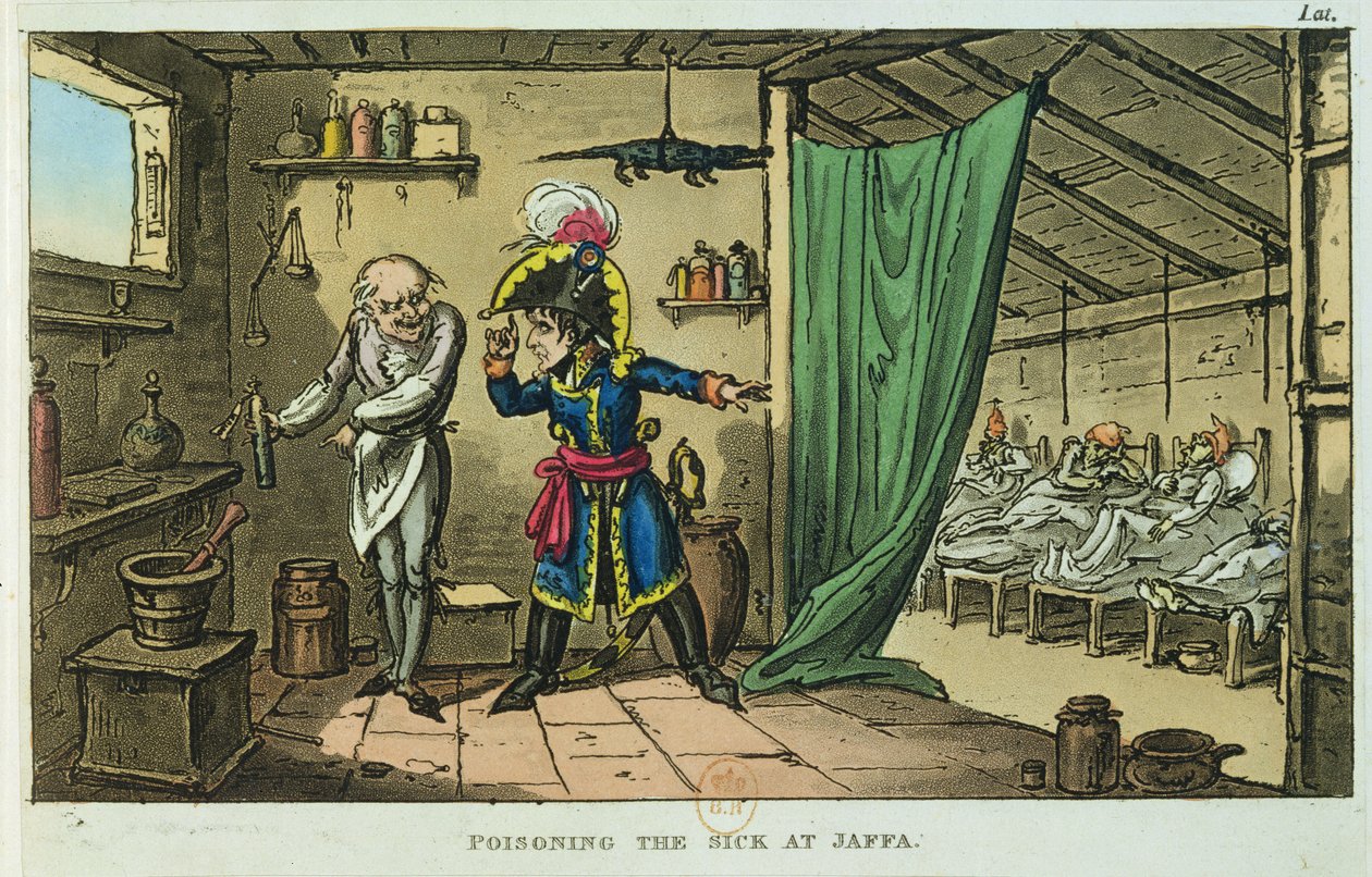 Napoleon Bonaparte (1769-1821) forgiftet de syke i Jaffa, 1799 av James Gillray