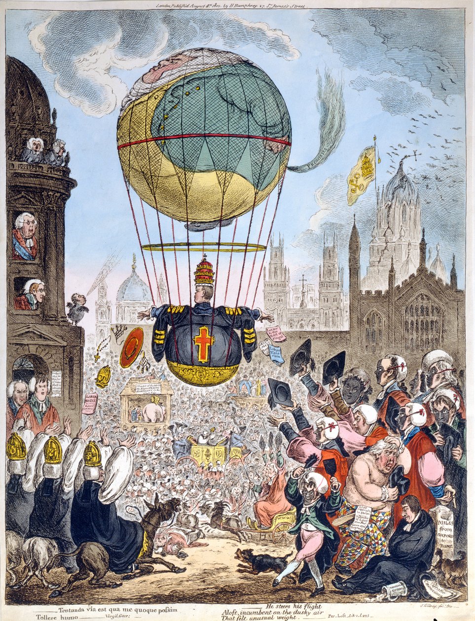 I Must Try The Way I Can Raise The Ground, utgitt av Hannah Humphrey i 1810 (etsing, gravering, aquatint og wc på papir) av James Gillray