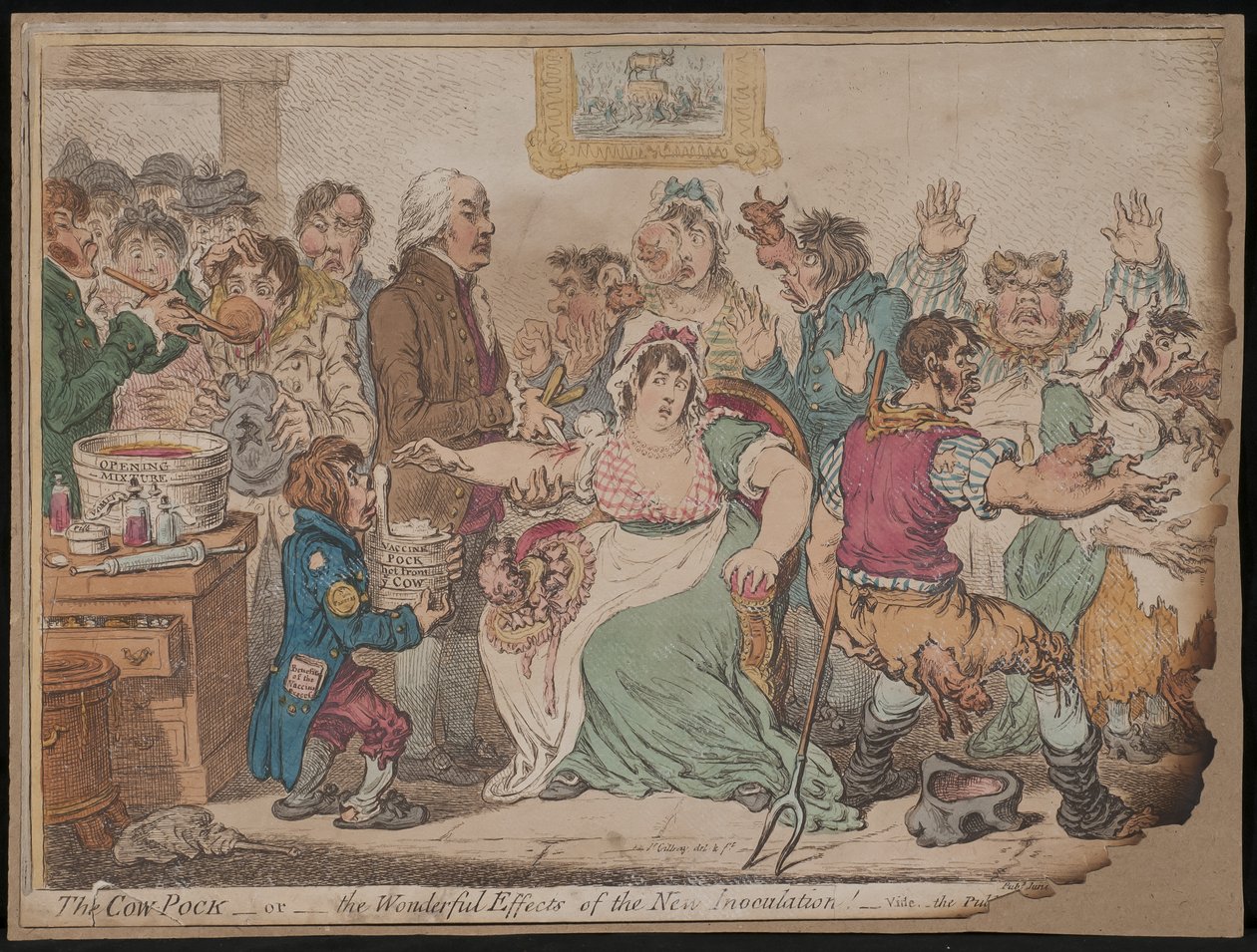 Cow Pock eller de fantastiske effektene av den nye inokulasjonen av James Gillray