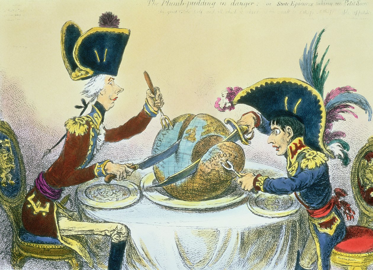 The Plum Pudding in Danger, 1805 (fargegravering) av James Gillray