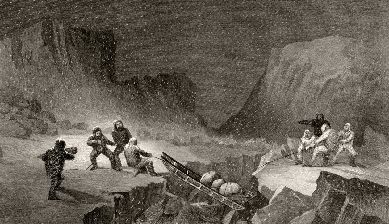 Crossing the Ice Belt at Coffee Gorge, gravert av R. Hinshlewood, fra 