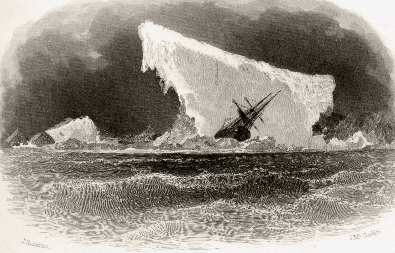 Ship Wrecked on Iceberg, gravert av J. McGoffin, tittelillustrasjon fra 