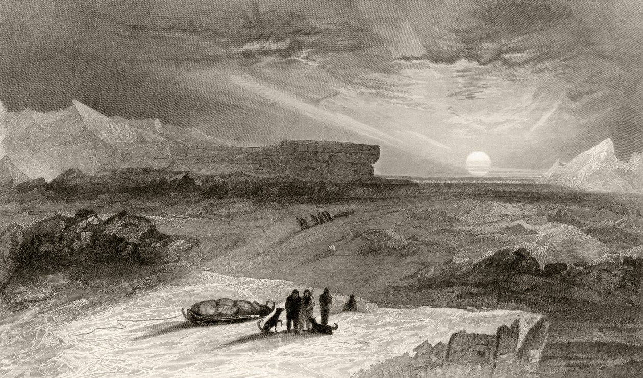 The Look Out from Cape George Russell, gravert av R. Hinshelwood, fra 'Arctic Explorations in the Years 1853, 54, 55', bind I, av doktor Elisha Kent Kane (1820-57) publisert Philadelphia, 1856 (li av James Hamilton