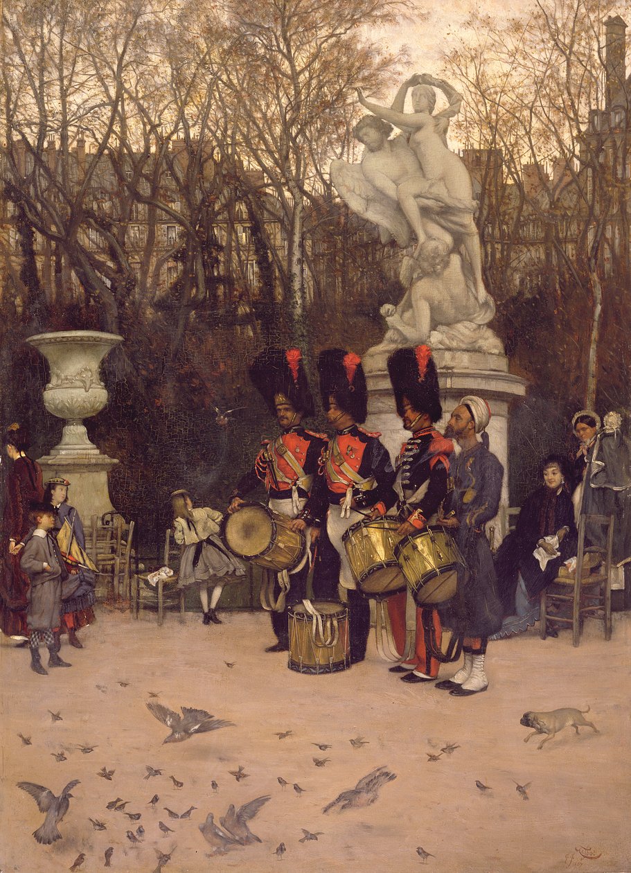 Beating the Retreat in the Tuileries Gardens, 1867 (panel) av James Jacques Joseph Tissot