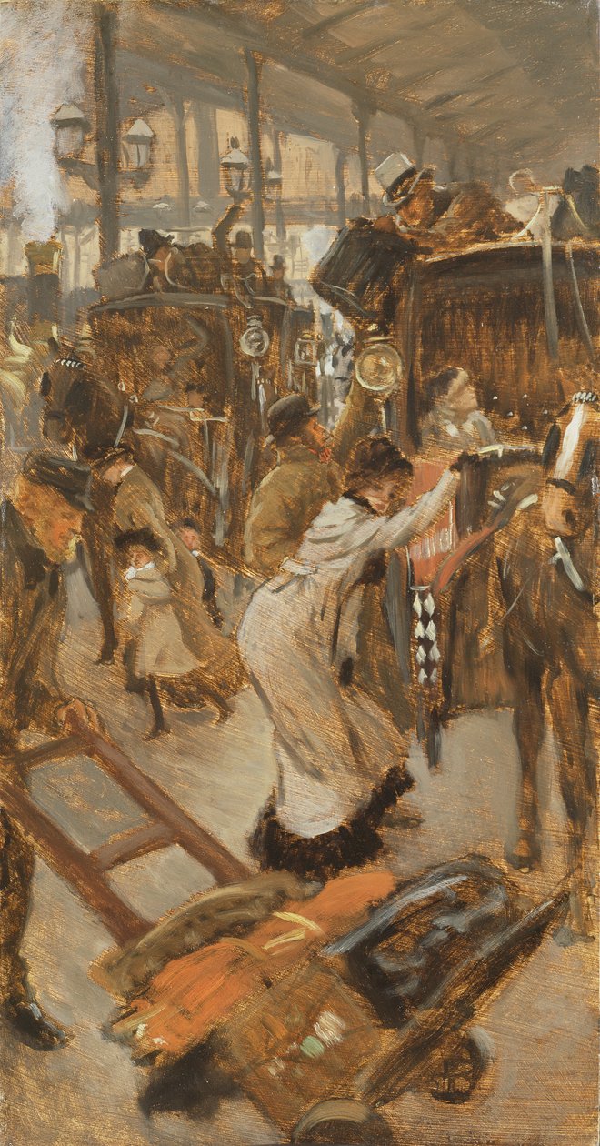 Avgangsplattform, Victoria stasjon, ca. 1881-82 av James Jacques Joseph Tissot