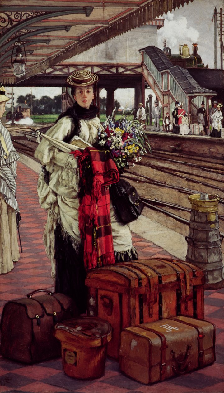 Venter på stasjonen, Willesden Junction, ca. 1874 av James Jacques Joseph Tissot